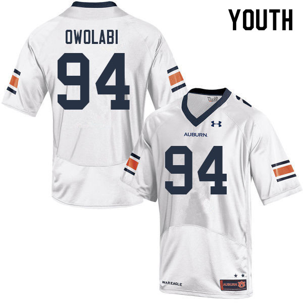 Youth #94 Godwin Owolabi Auburn Tigers College Football Jerseys Sale-White - Click Image to Close